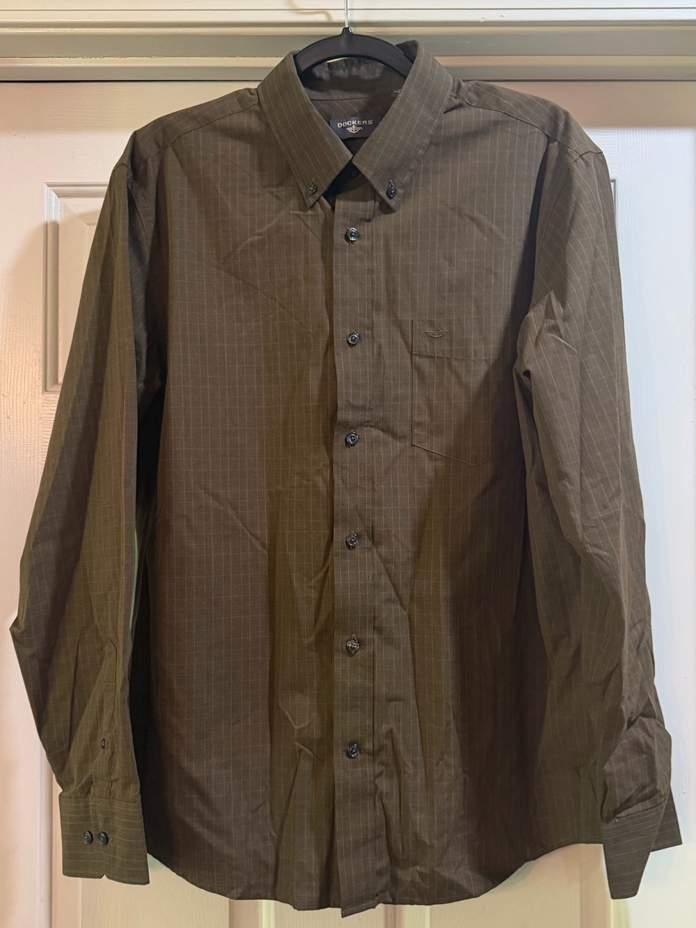 Dockers Men's Brown Button-Down Dress Shirt Size Large